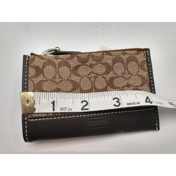 Coach Signature Brown & Black Canvas Leather Keychain Wallet 4" x 3" - Picture 4 of 5